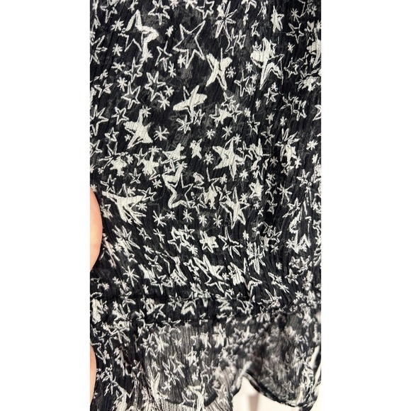 LoveShackFancy Scarlett Star Print 100% Silk Ruffle Peasant Top Size Small - Picture 8 of 11